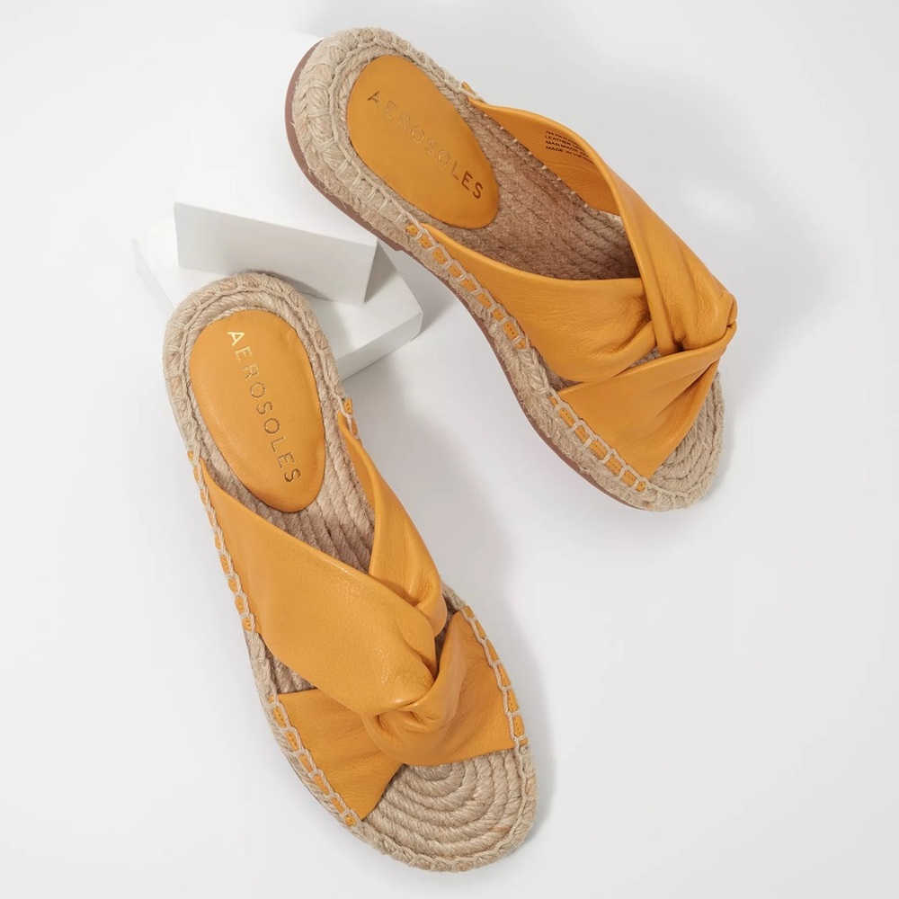Aerosoles Leather Crisscross Sandal Slides